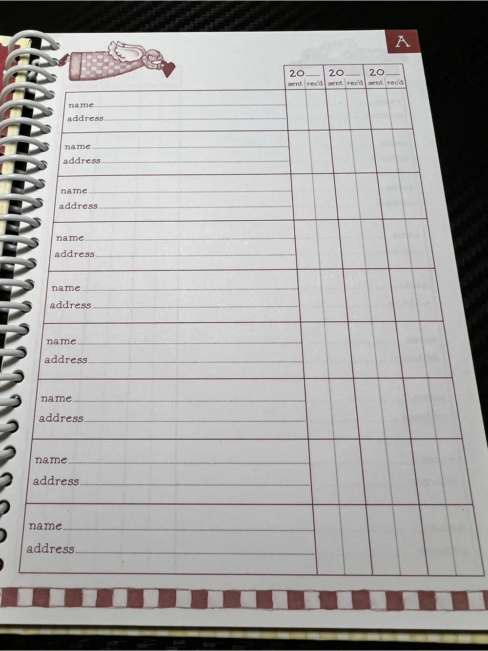 Dayspring Nativity Christmas Card Register / Record Book